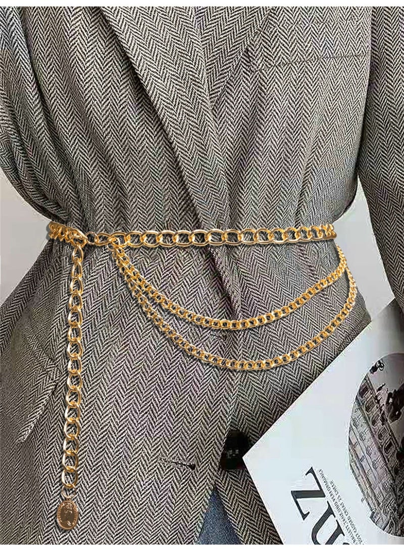 Ucanbe Gold Versatile Fashion Drape Waist Chain Belt | Adjustable 85–115cm | Lightweight 90g - Image 1